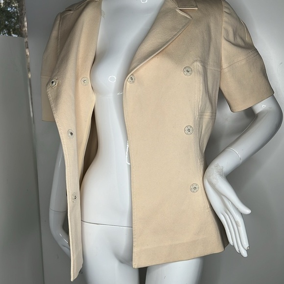 Oscar de la Renta Sz 12 Short Sleeve Snap Button Double Breasted Jacket - Picture 8 of 10